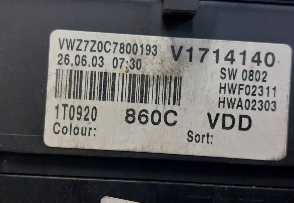 volkswagen TOURAN I 1.9 TDI STARTOVACIA SADA 03G906016A 1K0937049F 1T0920860C