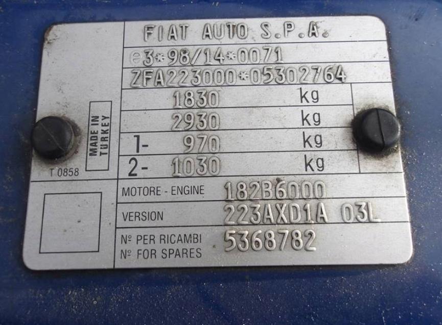 FIAT STILO (192_) 2001 - 2010    1.6 16V (192_XB1A) 76 kW [103 KM] benzyna 2001 - 2006  Motor 182B6000