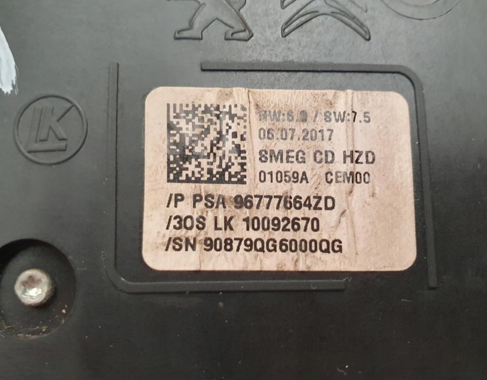 PEUGEOT 308 SW II 2014 - 2021 1.6 BlueHDi 120 88 kW Panel ovládania kúrenia 96777664ZD