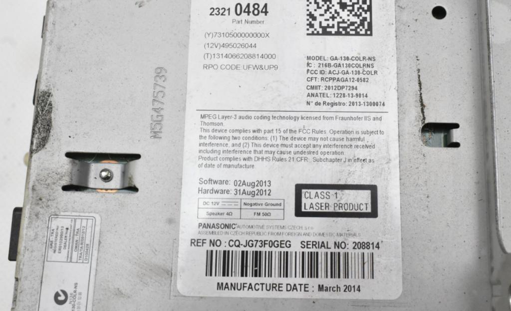 Opel Astra IV 2009-2015 hatchback 1.7 CDTI diesel MT 96 kW 2014  Autoradio 23210484