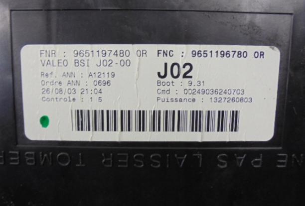 Peugeot 307 hatchback 1.6 16v petrol MT 80 kW 2002  MODUL BSI Poistkova skrinka 9651197480  9651196780