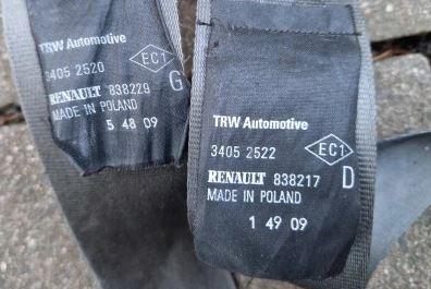 Renault Clio III 2005-2012 hatchback 1.2 petrol 55 kW 2009  Bezpečnostný pás 34052522 34052520