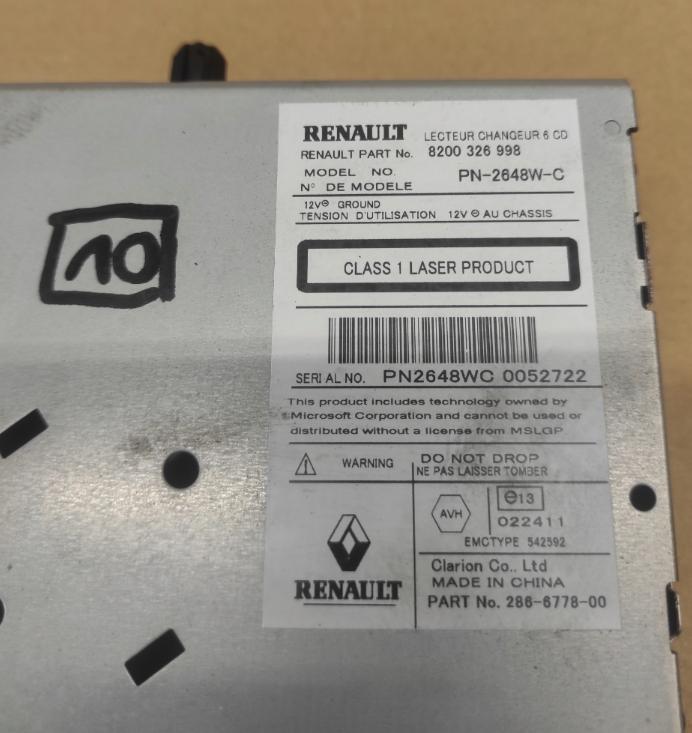 Renault Laguna II 2001-2007 Rádio 8200326998