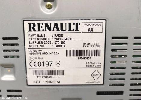 Renault Talisman 2015-2022 sedan 1.6 DCI diesel AT 96 kW 2016  Rádio 281159453R