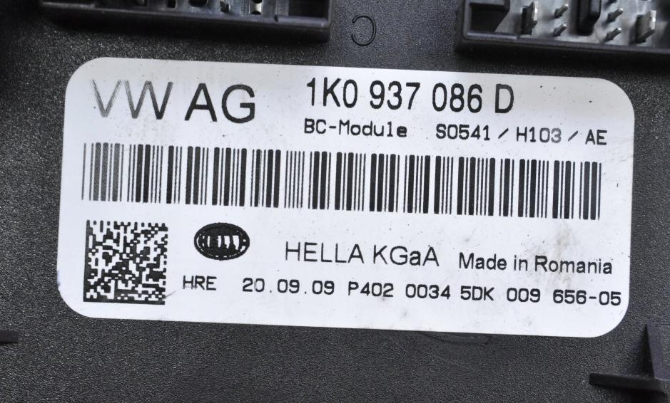 Volkswagen Golf VI 2008-2013 hatchback 1.4 TSI petrol Caxc MT 90 kW 2010  Modul komfortu 1K0937086D