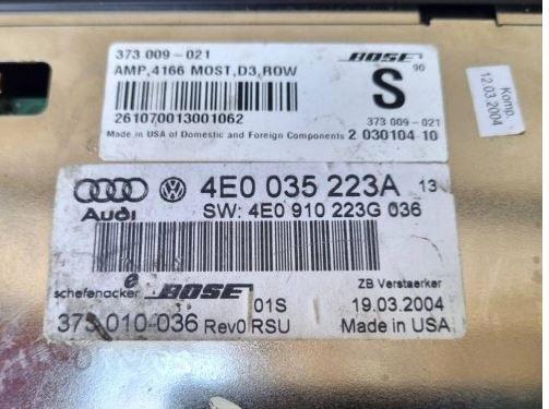 Audi A8 D3 2002-2009 sedan 3.0 TDI diesel AT 171 kW 2004  Zosilňovač 4E0035223A