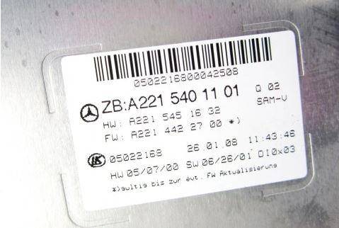 Mercedes S W221 2005-2013 sedan 3.0 CDI diesel AT 173 kW 2007  Modul A2215401101