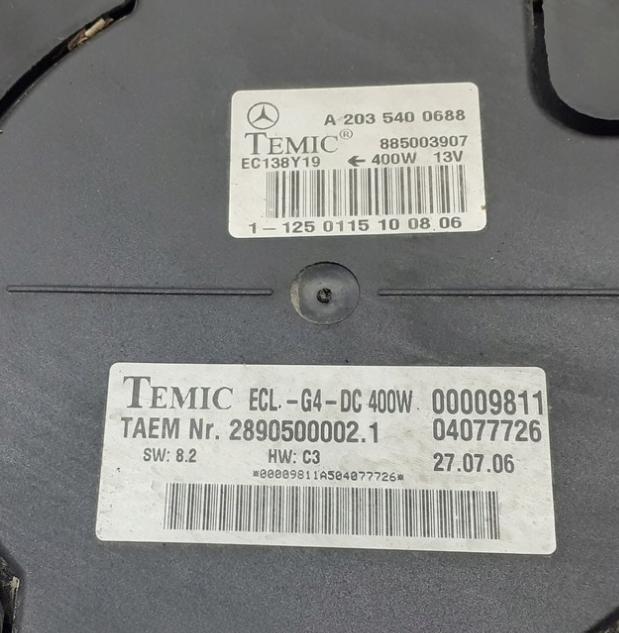 Mercedes C W203 2000-2007 sedan 2.2 CDI diesel MT 90 kW 2007  Ventilátor A2035400688