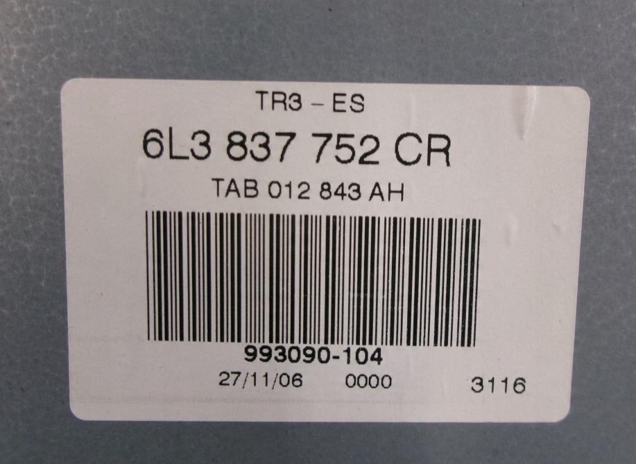 Seat Ibiza III 6L 2002-2008 hatchback 1.4 16v petrol MT 55 kW 2005  Mechanizmus sťahovania okna predný pravý 6L3837756AC 6L2959801