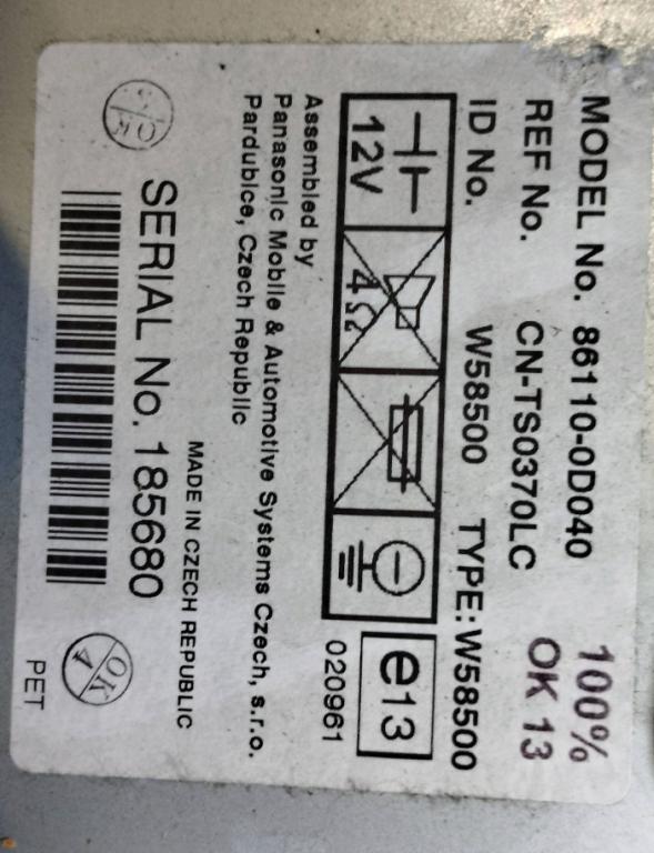 Toyota Yaris I 1999-2005 hatchback 1.0 16v petrol 50 kW 2001  Rádio 86110-0D040