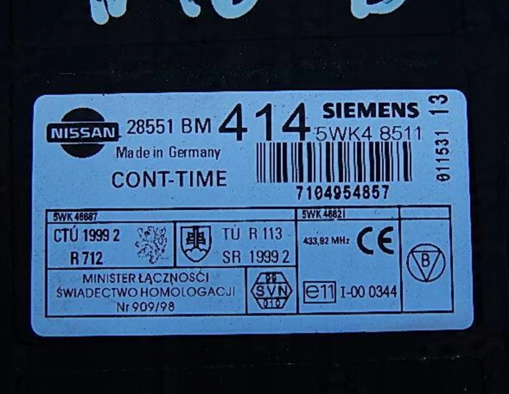 Nissan Almera N16 2000-2006 sedan 1.5 16v petrol MT 66 kW 2002  Riadiaca jednotka motora (štartovací komplet) MEC20605
