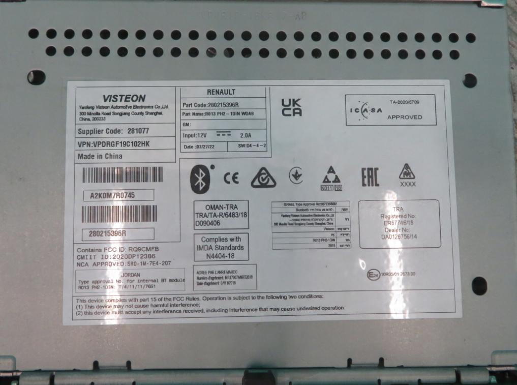 Renault Master III 2010-2019 hatchback 2.3 DCI diesel MT 96 kW 2019  Rádio 280215396R