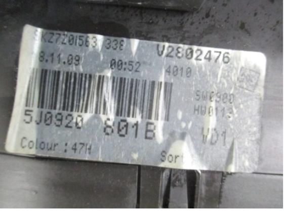 Skoda Fabia II 2007-2014 hatchback 1.2 12v petrol 51 kW 2007  Prístrojová doska 5J0920801B
