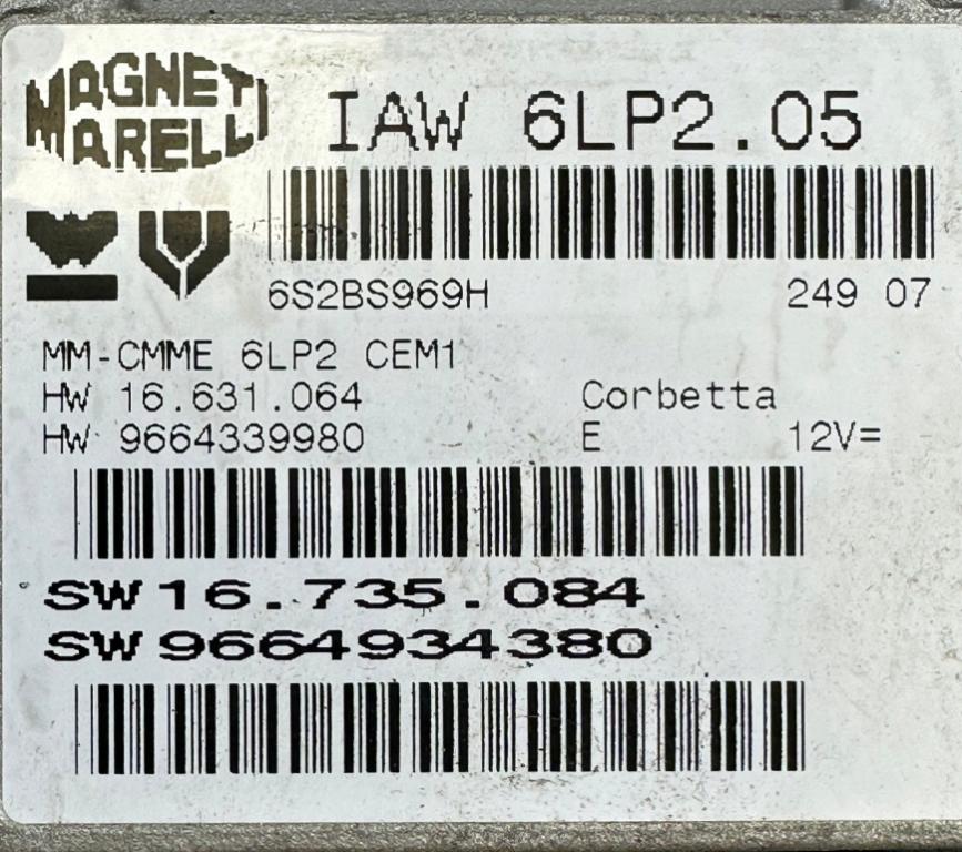 Citroen C4 I 2004-2011 hatchback 1.4 16v petrol MT 65 kW 2005  Riadiaca jednotka motora (štartovací komplet) IAW6LP205