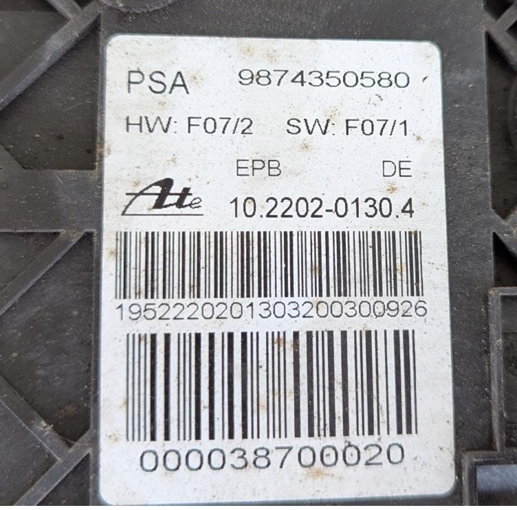 Peugeot 508 2010-2018 combi 2.0 HDI diesel AT 120 kW 2013  Ručná brzda 9874350580