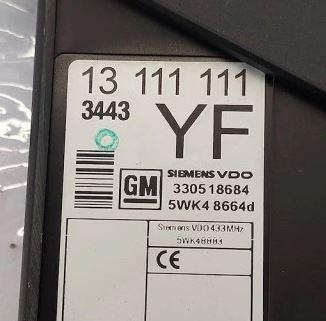 Opel Meriva A 2002-2010 hatchback 1.7 DTI diesel MT 55 kW 2005  Modul komfortu 13111111 YF 5WK48664D