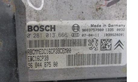 Citroen C-Elysee II 2012- sedan 1.6 16v petrol MT 85 kW 2017  Riadiaca jednotka 0281013666 9664487580