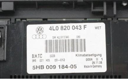 Audi Q7 2005-2015 hatchback 3.0 TDI diesel AT 155 kW 2006  Panel kúrenia/klimatizácie 4L0820043F