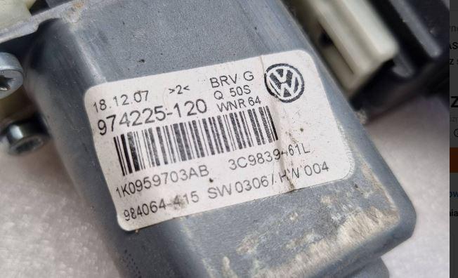Volkswagen Passat B6 2005-2010 sedan 2.0 FSI petrol MT 110 kW 2005  Motorček okien zadný ľavý 1K0959795L 1K0959703AB