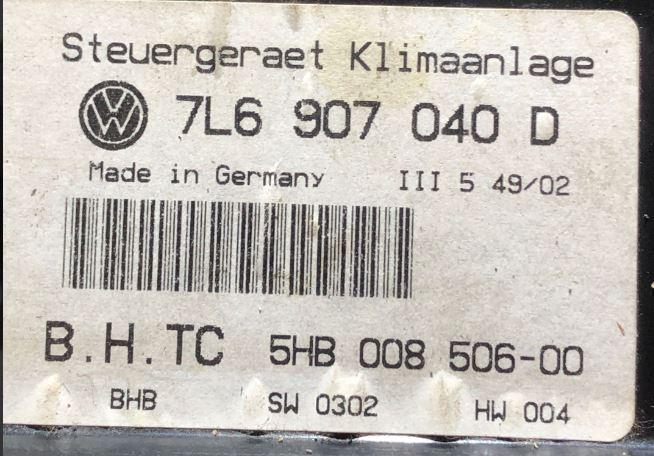 Volkswagen Touareg I 2002-2010 hatchback 2.5 TDI diesel MT 128 kW 2005  Panel kúrenia/klimatizácie 7L6907040D