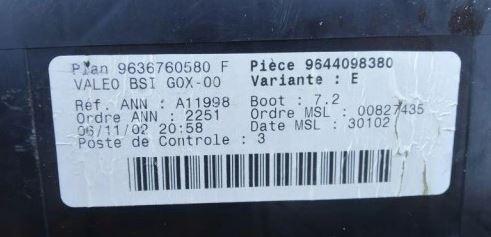 Peugeot 307 hatchback 2.0 HDI diesel MT 66 kW 2001  Modul komfortu 9636760580F ; 9644098380