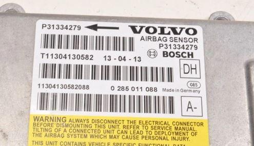 Volvo V60 I 2010-2018 combi 2.0 D diesel 133 kW 2014  Riadiaca jednotka airbagu 31334279