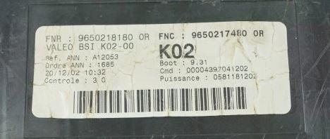 Peugeot 307 hatchback 2.0 HDI diesel MT 79 kW 2003  Poistková skrinka 9650218180 9650217480