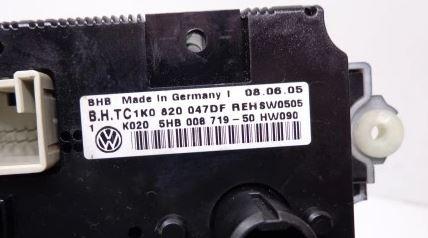 Volkswagen Golf V 2003-2009 combi 1.9 TDI diesel MT 77 kW 2008  Panel kúrenia/klimatizácie 1K0820047DF