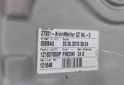 Skoda Octavia II 2004-2013 hatchback 1.9 TDI diesel MT 77 kW 2009  Mechanizmus sťahovania okna predný ľavý 5K0959793  1Z1837655P 1T0959701T