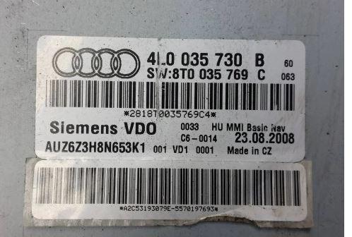 Audi A4 B8 2007-2015 sedan 2.0 TDI diesel AT 105 kW 2008  Rádio 4L0035730B