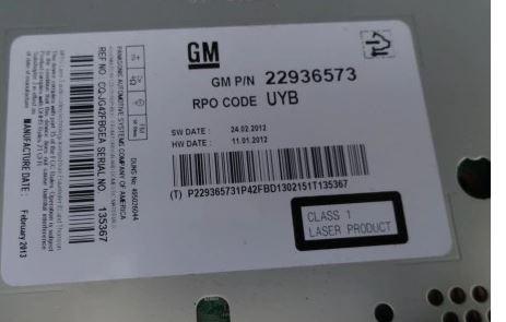 Opel Zafira C Tourer 2012-2019 hatchback 2.0 CDTI diesel AT 125 kW 2015  Rádio 22936573