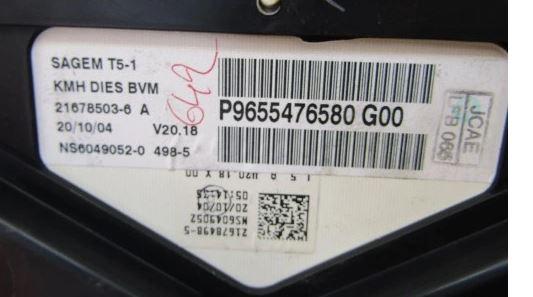 Peugeot 307 combi 1.6 HDI diesel MT 66 kW 2008  Prístrojová doska 9655476580 P9655476580 21678498-5pré