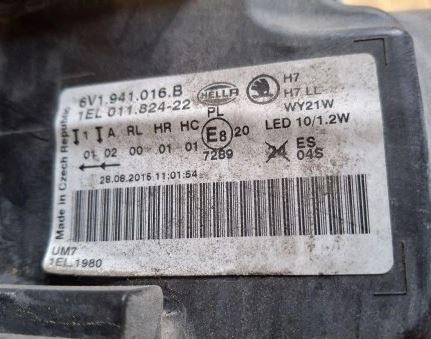 Skoda Fabia III 2014- hatchback 1.0 TSI petrol MT 81 kW 2018  Svetlo predné pravé LED