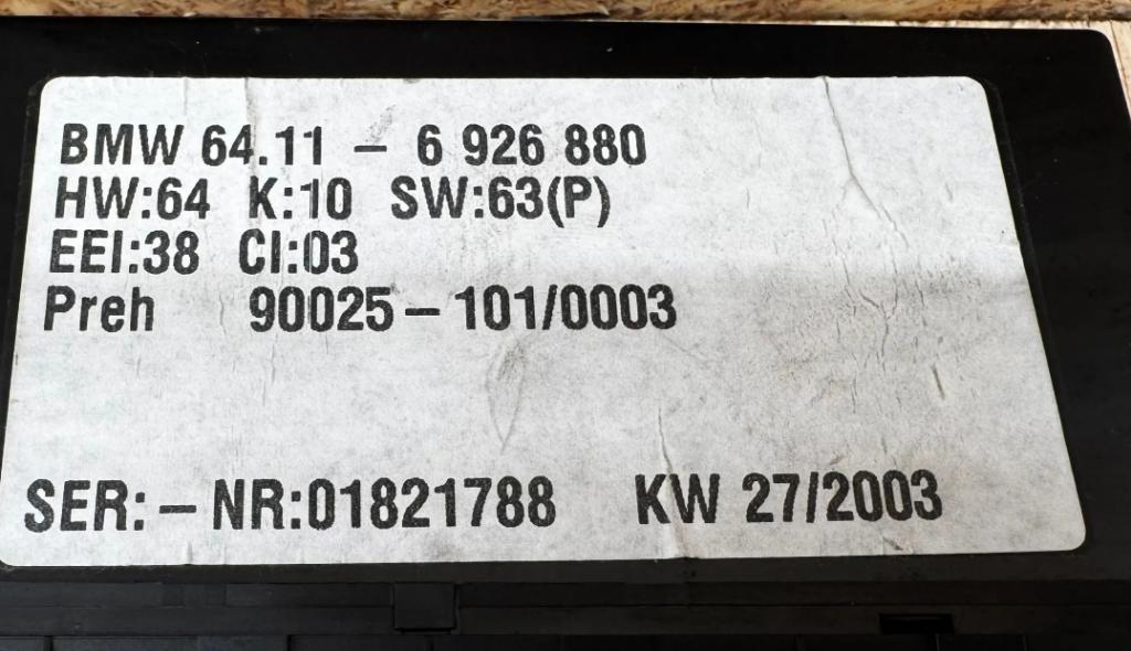 BMW X5 E53 1999-2006 hatchback 4.6 petrol  AT 255 kW 2003  Panel kúrenia/klimatizácie 6926880