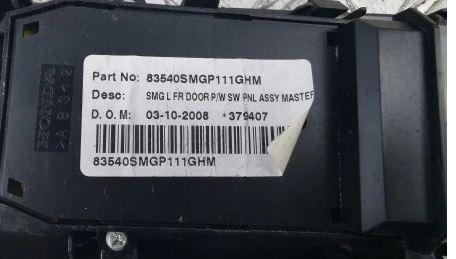 Honda Civic VIII 2006-2011 hatchback 1.4 16v petrol MT 61 kW 2006  Prepínač ovládania okna predný  83540SMGP011GHM
