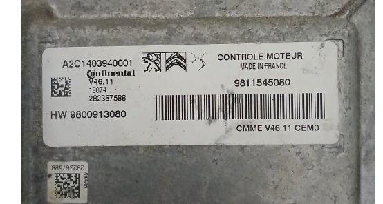 Peugeot 208 I 2012-2019 hatchback 1.4 16v petrol MT 70 kW 2012  Riadiaca jednotka motora 9811545080  9800913080