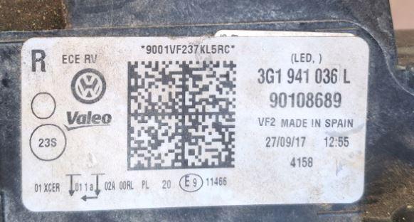 Volkswagen Passat B8 2014- combi 2.0 TDI diesel AT 110 kW 2015  Svetlo predné pravé full led  3G1941036L