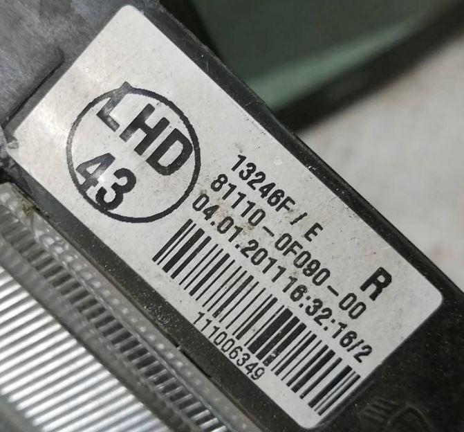 Toyota Verso 2009-2018 hatchback 1.6 16v petrol MT 97 kW 2017  Svetlo predné pravé 81110-0F090-00