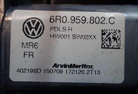 Seat Ibiza IV 6J 2008-2017 hatchback 1.4 16v petrol MT 63 kW 2009  Mechanizmus sťahovania okna predný pravý 6R0959802C 6J3837402A