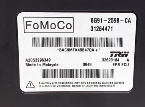 Volvo S70 1996-2000 sedan 2.0 10v petrol B5202S MT 93 kW 1998  Modul ručnej (parkovacej) brzdy 6G912598CA 31264471