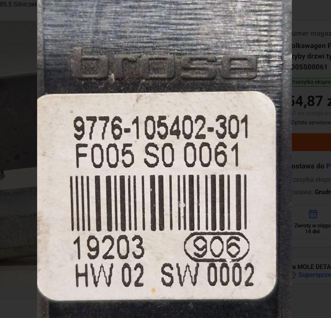 Seat Leon I 1999-2005 hatchback 1.4 16v petrol MT 55 kW 2001  Motorček okien predný ľavý 9776105402301 19203 F005S00061