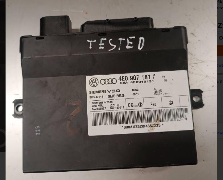 Audi A8 D3 2002-2009 sedan 6.0 W12 petrol AT 331 kW 2005  Modul KESSY 4E0907181A ,  5WK47013