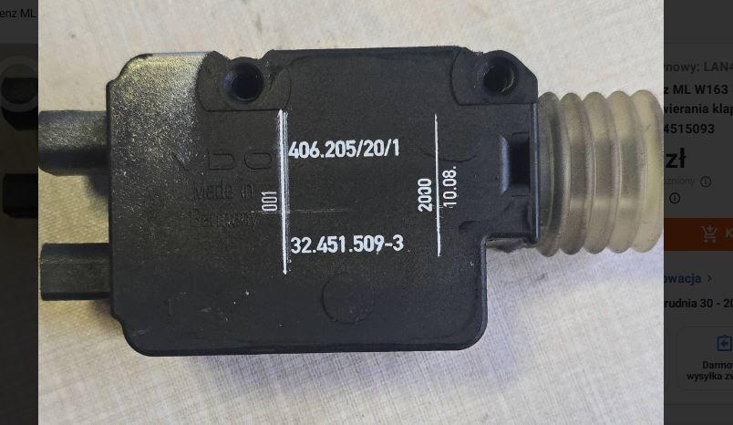 Mercedes ML W163 1997-2005 suv 2.7 CDI diesel 120 kW 2001  Zámok zadnej kapoty 406205201 324515093