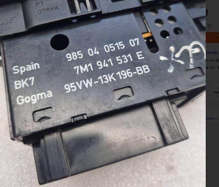 Volkswagen Sharan I 1995-2010 hatchback 1.9 TDI diesel 81 kW 1998  Prepínač svetiel 98504051507 7M1941531E 95VW13K196BB