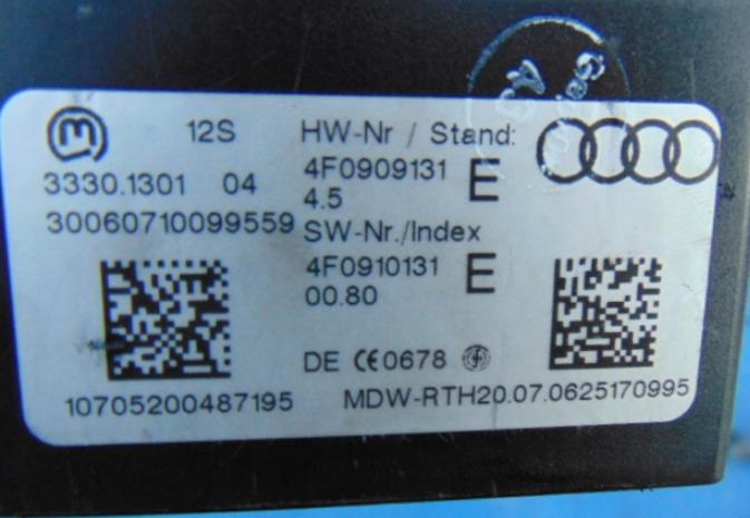 Audi A6 C6 2004-2011 sedan 2.0 TDI diesel MT 103 kW 2008  Spínacia skrinka 4F0909131E