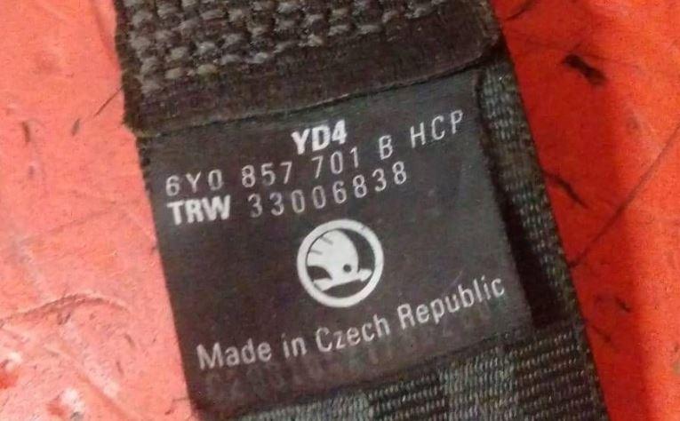 Skoda Fabia I 1999-2007 combi 1.8 TSI petrol MT 118 kW 2009  Bezpečnostný pás predný ľavý 6Y0857701B