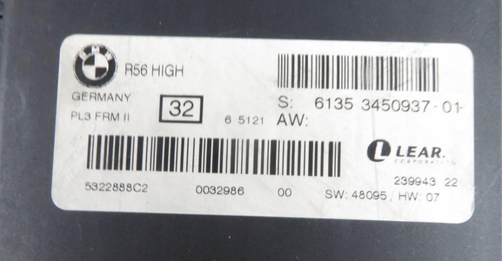 Mini Cooper One II R57 2006-2013 cabriolet 1.6 16v petrol MT 85 kW 2007  Modul svetiel  61353450937-01