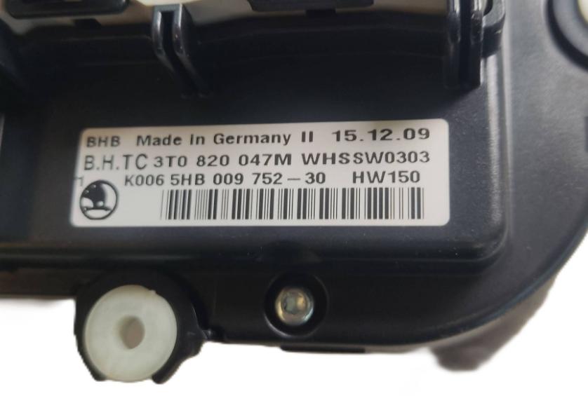 Skoda Octavia II 2004-2013 combi 2.0 TDI diesel 103 kW 2012  Panel kúrenia/klimatizácie 3T0820047M