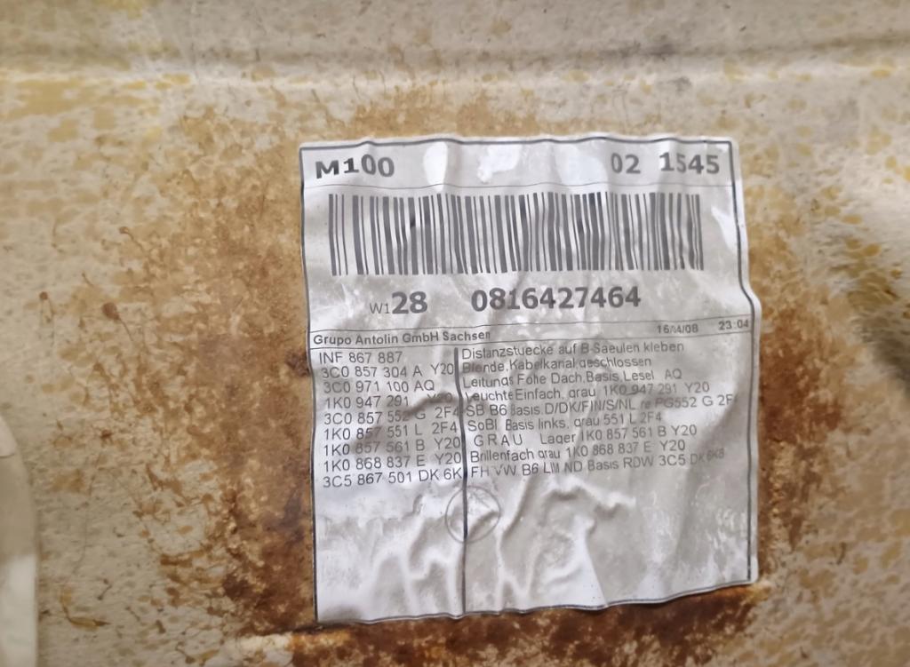 Volkswagen Passat B6 2005-2010 sedan Stropný tapacír