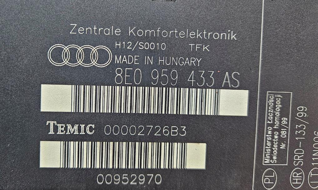 Audi A4 B6 2000-2004 sedan 1.9 TDI diesel AVF MT 96 kW 2004  Modul komfortu 8E0959433AS